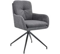 CLP Silla de Comedor giratoria Pickett Tela, sillón Giratorio 180° con reposabrazos y Respaldo, soporta hasta 150 kg | Color Gris Oscuro