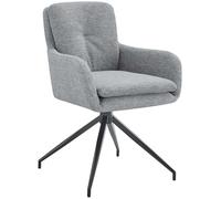 CLP Silla de Comedor giratoria Pickett Tela, sillón Giratorio 180° con reposabrazos y Respaldo, soporta hasta 150 kg Color:Gris