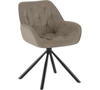 CLP Silla de Comedor giratoria Rimio, sillón de Pana 180 Grados con reposabrazos y Respaldo, soporta hasta 150 kg Color:Gris Pardo