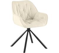 CLP Silla de Comedor giratoria Rimio, sillón de Pana 180 Grados con reposabrazos y Respaldo, soporta hasta 150 kg Color:Crema