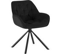 CLP Silla de Comedor giratoria Rimio, sillón de Pana 180 Grados con reposabrazos y Respaldo, soporta hasta 150 kg | Color Negro
