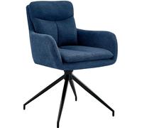 CLP Silla de Comedor giratoria Somers Tela, sillón Giratorio 180° con reposabrazos y Respaldo, Silla de Cocina tapizada Color:Azul