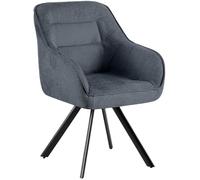 CLP Silla de Comedor Giratorio Pettuli, Silla con reposabrazos y Respaldo, Giratorio 180°, soporta hasta 150 kg | Color Gris Oscuro Material Tela