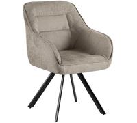 CLP Silla de Comedor Giratorio Pettuli, Silla con reposabrazos y Respaldo, Giratorio 180°, soporta hasta 150 kg, Color:Gris Pardo, Material:Tela