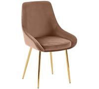 CLP Silla de Comedor Gris Elmira, Acolchada con reposabrazos, Estructura de Metal Resistente, tapizado de Terciopelo fácil de Limpiar Color:marrón;Material del Soporte:Oro metálico