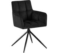 CLP Silla de Comedor Jonah, sillón Giratorio con reposabrazos, Mecanismo de Retorno automático 180°, tapizado en Tela fácil de Limpiar Color:Negro