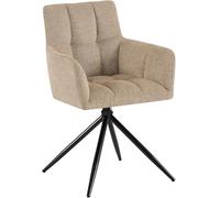 CLP Silla de Comedor Jonah, sillón Giratorio con reposabrazos, Mecanismo de Retorno automático 180°, tapizado en Tela fácil de Limpiar | Color marrón Claro