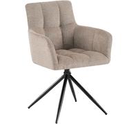 CLP Silla de Comedor Jonah, sillón Giratorio con reposabrazos, Mecanismo de Retorno automático 180°, tapizado en Tela fácil de Limpiar | Color Gris Pardo