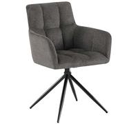CLP Silla de Comedor Jonah, sillón Giratorio con reposabrazos, Mecanismo de Retorno automático 180°, tapizado en Tela fácil de Limpiar, Color:Gris Oscuro