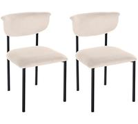CLP Silla de Comedor Juego de 2, Silla visitante Gambell Terciopelo, Silla Acolchada Moderna con Respaldo y Patas metálicas, 130kg, Color: Crema