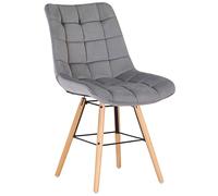 CLP Silla De Comedor Leni En Terciopelo I Butaca con Base De 4 Patas De Madera Moderna I Silla De Salón En Estilo Nórdico Color:Gris