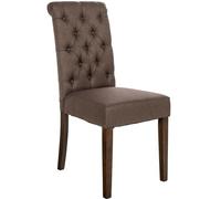 CLP Silla De Comedor Lisburn En Tela O Terciopelo I Silla De Salón En Estilo Chesterfield & Base De Madera, Color:marrón, Material:Tela