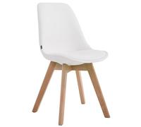 CLP Silla De Comedor Manado Tapizado En Cuero Sintético I Silla De Visitas con Base De 4 Patas De Madera I Silla De Salón con Respaldo I Color: Color:Blanco;Color del Marco:Natura