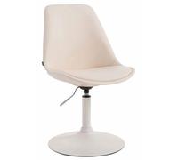 CLP Silla De Comedor Maverick Tapizada En Simil Cuero I Butaco De Salón Regulable en Altura & Giratoria I | Color Crema Color del Marco Blanco