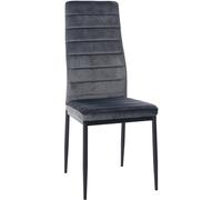 CLP Silla De Comedor Mayfair Tapizada En Terciopelo o Polipiel I Butaca Moderna con Respaldo Alto & Base De Metal, Color:Gris, Material:Terciopelo