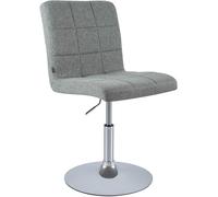 CLP Silla de Comedor Ricky, giratoria 360°, Ajustable en Altura, tapizada en Tela, Base Trompeta, Estructura metálica cromada Color:Gris
