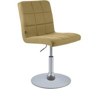 CLP Silla de Comedor Ricky, giratoria 360°, Ajustable en Altura, tapizada en Tela, Base Trompeta, Estructura metálica cromada Color:Verde Claro