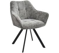 CLP Silla De Comedor Scott En Tapizada En Terciopelo o Tela I Butaca De Salón con Base Metálica De 4 Patas & Reposabrazos Color:Gris Oscuro;Material:Tela