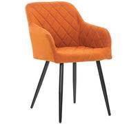CLP Silla De Comedor Shila En Tela I Silla De Salón En Terciopelo & Base De Metal I Butaca Moderna con Reposabrazos Color:Naranja;Material:Tela