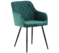 CLP Silla De Comedor Shila En Tela I Silla De Salón En Terciopelo & Base De Metal I Butaca Moderna con Reposabrazos, Color:Verde Claro, Material:Terciopelo