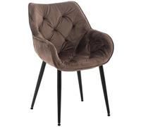 CLP Silla de Comedor Tanna en Terciopelo Acolchada I Butaca de salón Moderna con Base de Metal & reposabrazos, Color:marrón