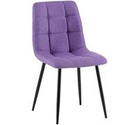 CLP Silla de Comedor tapizada Antibes, Silla de Cocina con Respaldo y Estructura Metalica Negra, soporta hasta 150 kg, Color:Violeta