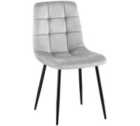 CLP Silla comedor Antibes - Tapizada terciopelo, metal negro, soporte 150 kg - Gris