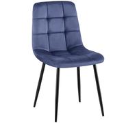 CLP Silla de comedor Antibes – Tapizada en terciopelo, estructura metal negro, soporta 150 kg, Azul
