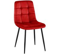 CLP Silla de comedor Antibes – Tapizada terciopelo, respaldo, metal negro, soporta 150 kg, Rojo