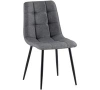 CLP Silla de comedor Antibes – Tapizada, respaldo y estructura metálica negra, 150 kg, Gris oscuro