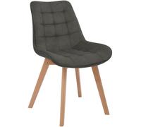 CLP Silla de Comedor tapizada Brook con Respaldo, Silla de Cocina en Pana y Base de Madera, Resistente hasta 150kg | Color Gris Oscuro