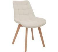 CLP Silla de Comedor tapizada Brook con Respaldo, Silla de Cocina en Pana y Base de Madera, Resistente hasta 150kg Color:Beige