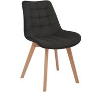 CLP Silla de Comedor tapizada Brook con Respaldo, Silla de Cocina en Pana y Base de Madera, Resistente hasta 150kg | Color Antracita