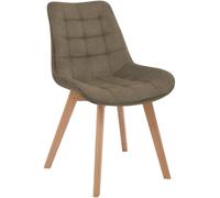 CLP Silla de Comedor tapizada Brook con Respaldo, Silla de Cocina en Pana y Base de Madera, Resistente hasta 150kg | Color Gris Pardo