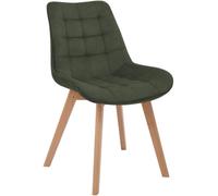 CLP Silla de Comedor tapizada Brook con Respaldo, Silla de Cocina en Pana y Base de Madera, Resistente hasta 150kg | Color Verde Claro