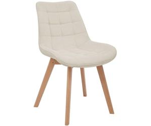 CLP Silla de Comedor tapizada Brook con Respaldo, Silla de Cocina en Pana y Base de Madera, Resistente hasta 150kg | Color Beige