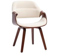 CLP Silla de Comedor tapizada con reposabrazos Maira, Silla ergonomica Estilo Nogal, Soporte hasta 150 kg Color:Nuez/Crema;Material:Tela