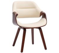 CLP Silla de Comedor tapizada con reposabrazos Maira, Silla ergonomica Estilo Nogal, Soporte hasta 150 kg, Color:Nuez/Crema, Material:Cuero Sintetico