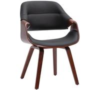 CLP Silla de Comedor tapizada con reposabrazos Maira, Silla ergonomica Estilo Nogal, Soporte hasta 150 kg, Color:Nuez/Negro, Material:Cuero Sintetico
