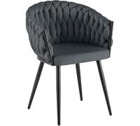CLP Silla de Comedor tapizada Molise Silla de Cocina con Terciopelo Respaldo Estructura Acero Negro soporta hasta 150 kg Color:Gris Oscuro;Material:Terciopelo