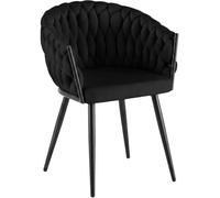 CLP Silla de Comedor tapizada Molise Silla de Cocina con Terciopelo Respaldo Estructura Acero Negro soporta hasta 150 kg Color:Negro;Material:Terciopelo