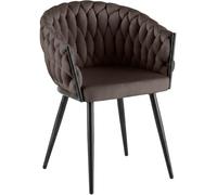 CLP Silla de Comedor tapizada Molise Silla de Cocina con Terciopelo Respaldo Estructura Acero Negro soporta hasta 150 kg Color:marrón;Material:Terciopelo
