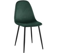 CLP Silla de Comedor tapizada Napier, Silla de Cocina con Respaldo y Estructura de Metal Negro, Silla tapizada para Comedor soporta hasta 150 kg, Color:Verde Claro, Material:Terciopelo