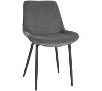 CLP Silla de Comedor Victoria Acolchada de Terciopelo con Respaldo y Patas Metálicas Negras, Silla de Cocina con Protectores de Suelo Color:Gris