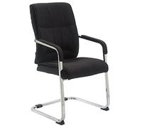 CLP Silla De Conferencia Anu n Tela I Silla De Reunion En Estilo Cantiléver I Silla De Oficina Sin Ruedas & con Base De Metal, Color:Negro
