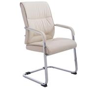CLP Silla De Conferencia Anubis En Polipiel I Silla De Oficina En Estilo Cantiléver, con Reposabrazos & Base Metálica, Color:Crema