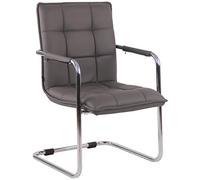 CLP Silla De Conferencia Gandia En Polipiel I Silla Cantiléver con Reposabrazos I Silla De Oficina Sin Ruedas, Color:Gris, Color del Marco:Cromado