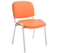 CLP Silla De Conferencia Ken Chrom En Simil Cuero I Silla Confidente Apilable I Silla De Oficina Sin Ruedas con Base de Metal I Color:, Color:Naranja