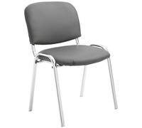 CLP Silla De Conferencia Ken Chrom En Simil Cuero I Silla Confidente Apilable I Silla De Oficina Sin Ruedas con Base de Metal I Color:, Color:Gris