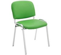 CLP Silla De Conferencia Ken Chrom En Simil Cuero I Silla Confidente Apilable I Silla De Oficina Sin Ruedas con Base de Metal I Color:, Color:Verde Claro
